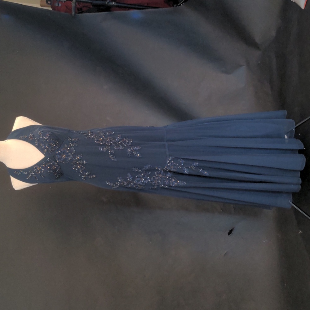 Xscape dark Blue long dress sequin detail